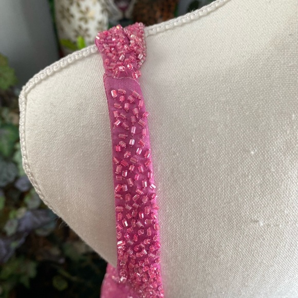 Pink Scala Beaded Sheath Gown Size Large Mermaidcore Holiday Glamcore Balletcore - Picture 13 of 16